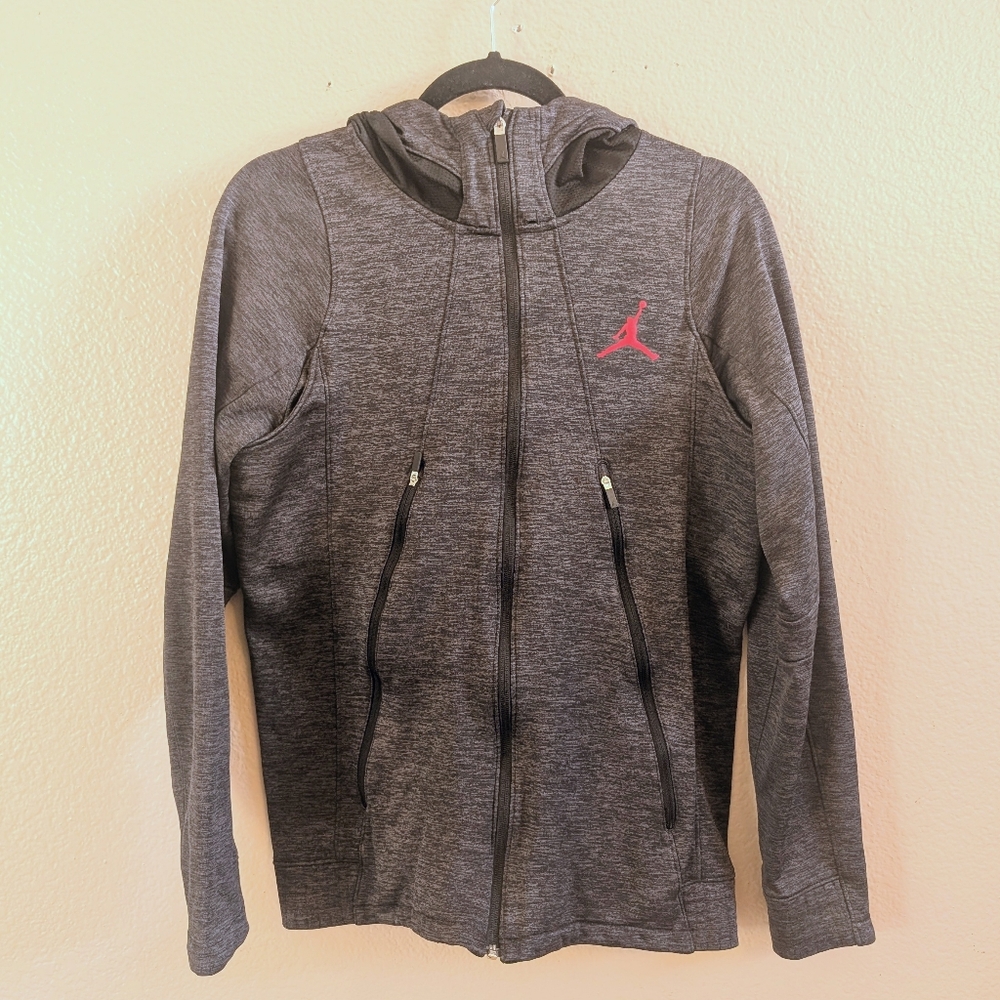 Nike Jordan Therma-FIT Full-Zip Hoodie Womens jacket Gray w Pink Jumpman - Picture 2 of 7